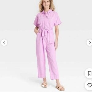 Women’s Purple Short-Sleeve Utility Jumpsuit